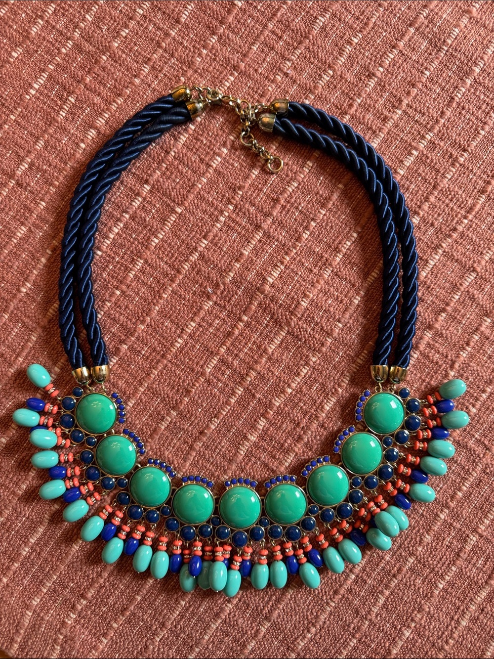 Banana Republic Turquoise, Navy and Coral Statement Necklace